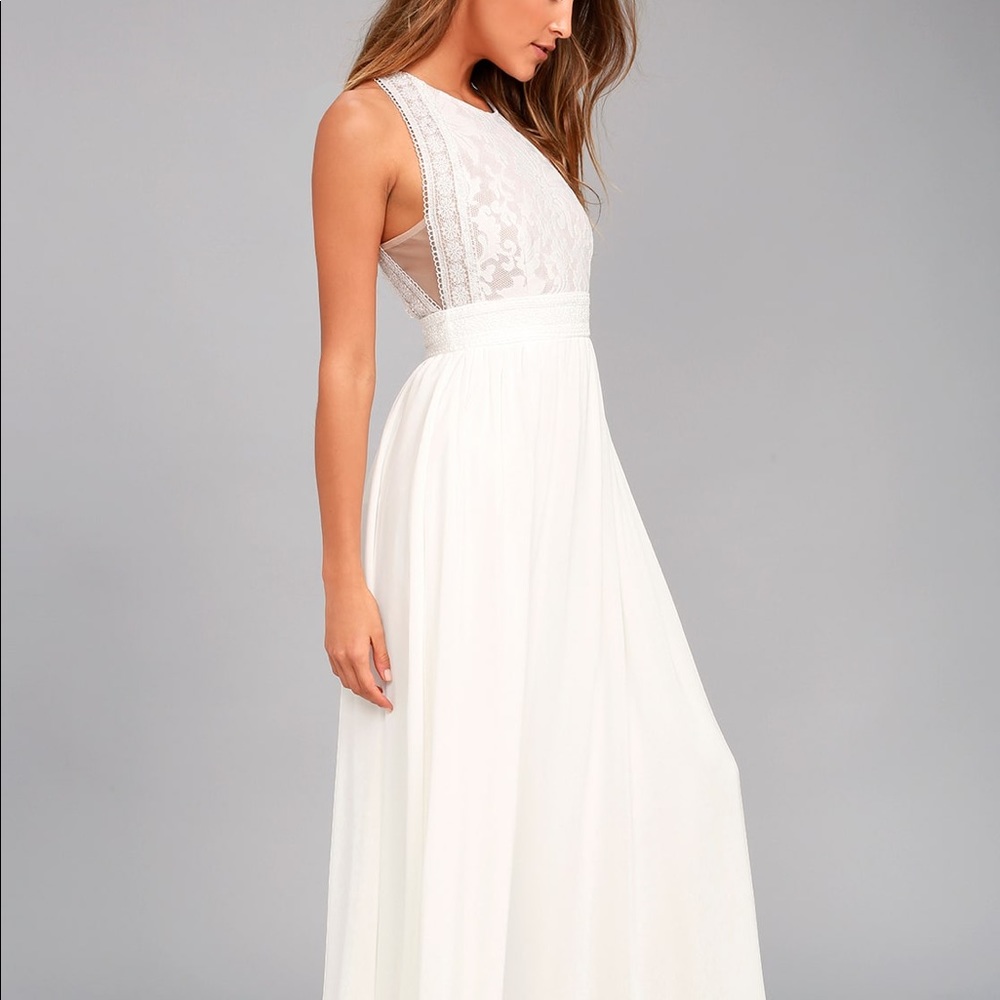 Lulus White Lace Dress (L)